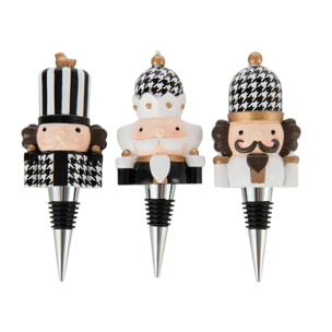 J-Line bouchon Pied-De-Poule - polyrésine - noir/blanc - boîte de 3