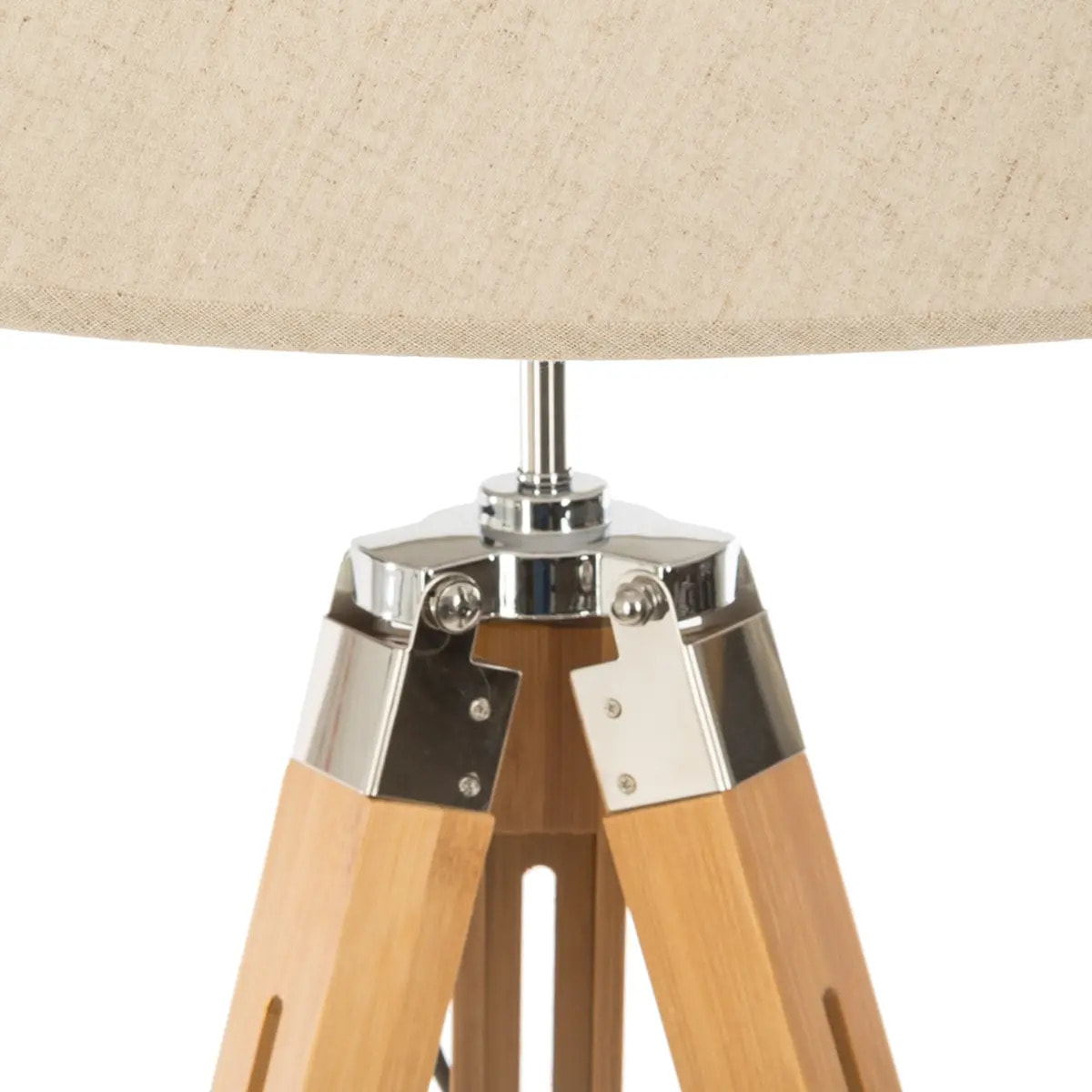 Lampadaire trépied "Runo" - bambou et ivoire H145 cm