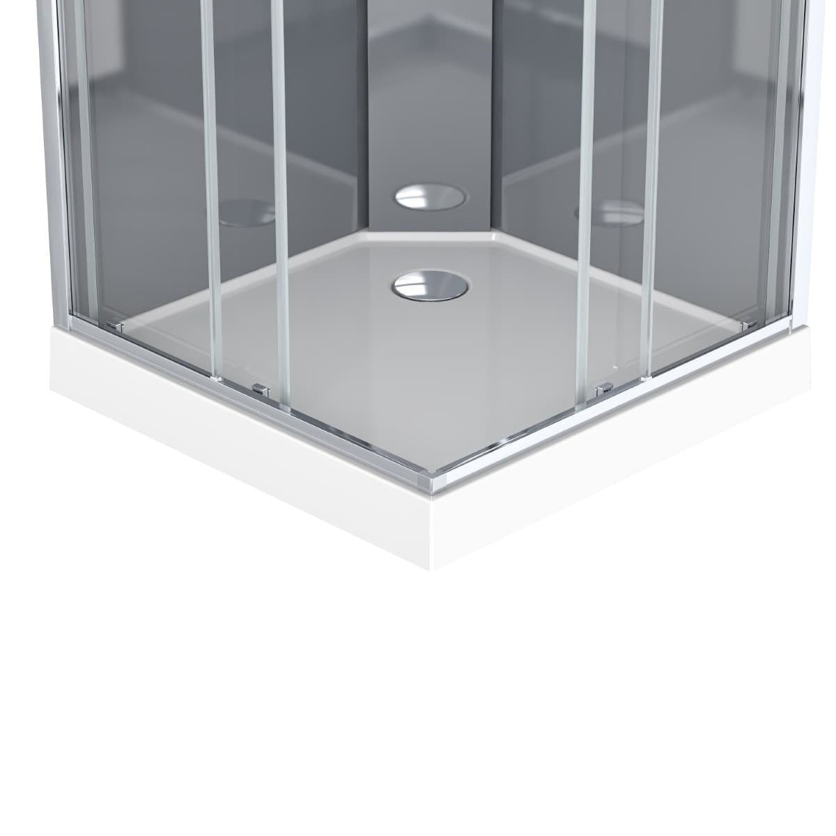 Projet 90x90 cm set cabine de douche carrée en verre sécurit avec receveur, système de douche et profilés (SATPROBOXQ90CRT)