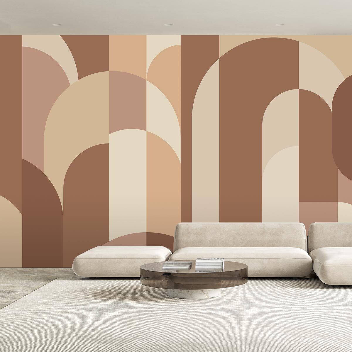 Papier peint panoramique Arcade rose poudrée  Intissé