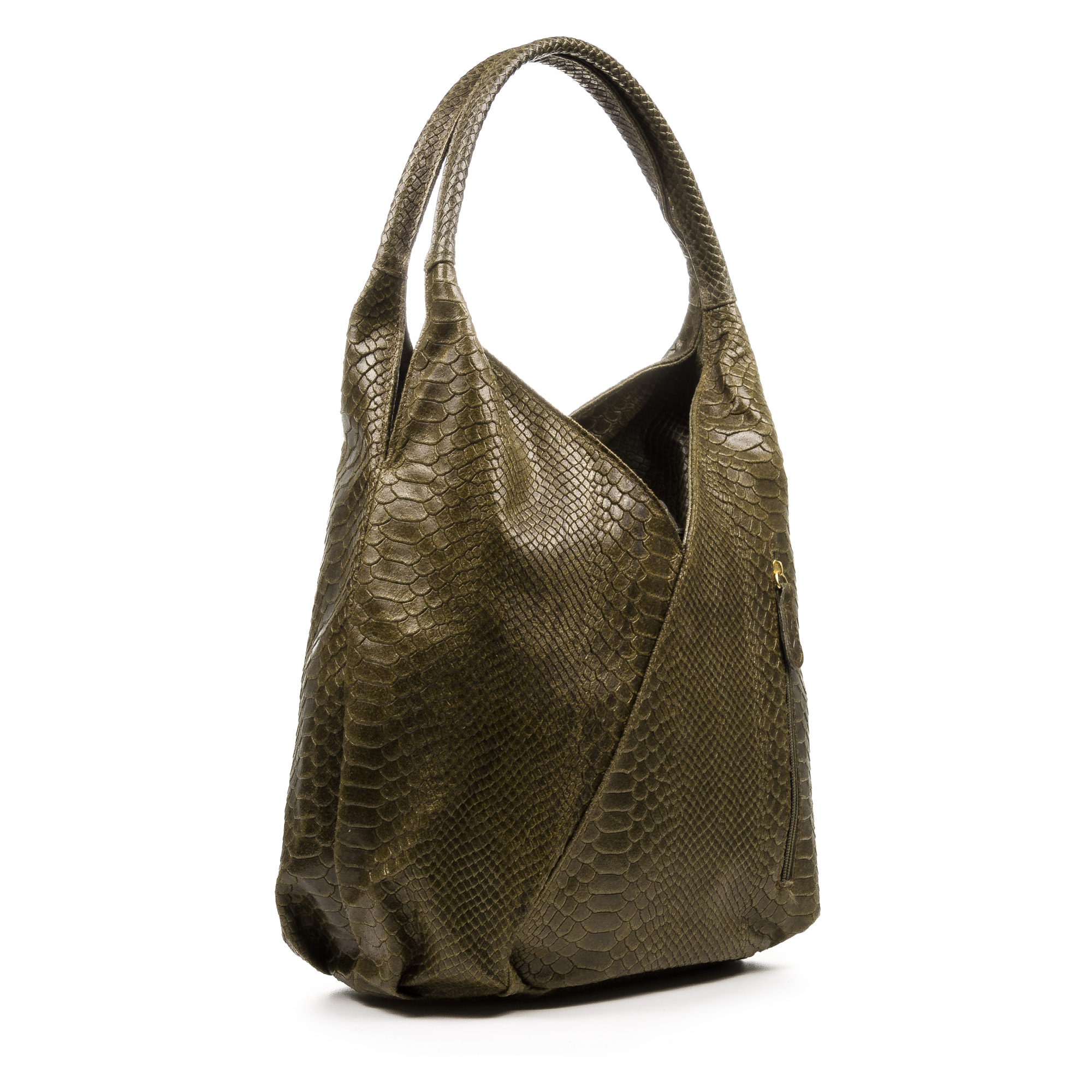 Jesi Borsa a spalla Donna. Pelle autentica Camoscio Inciso Serpente