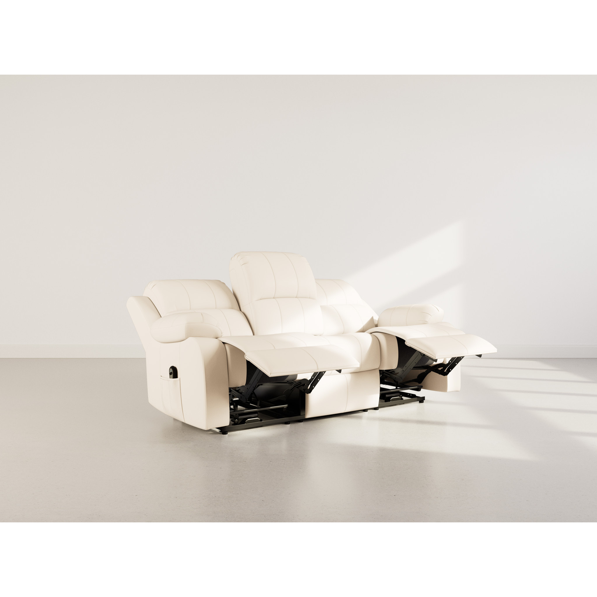 Armand - Canapé 3 places relax électrique en simili - Beige