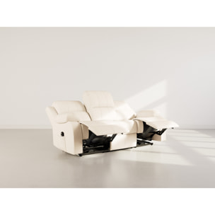 Armand - Canapé 3 places relax électrique en simili - Beige
