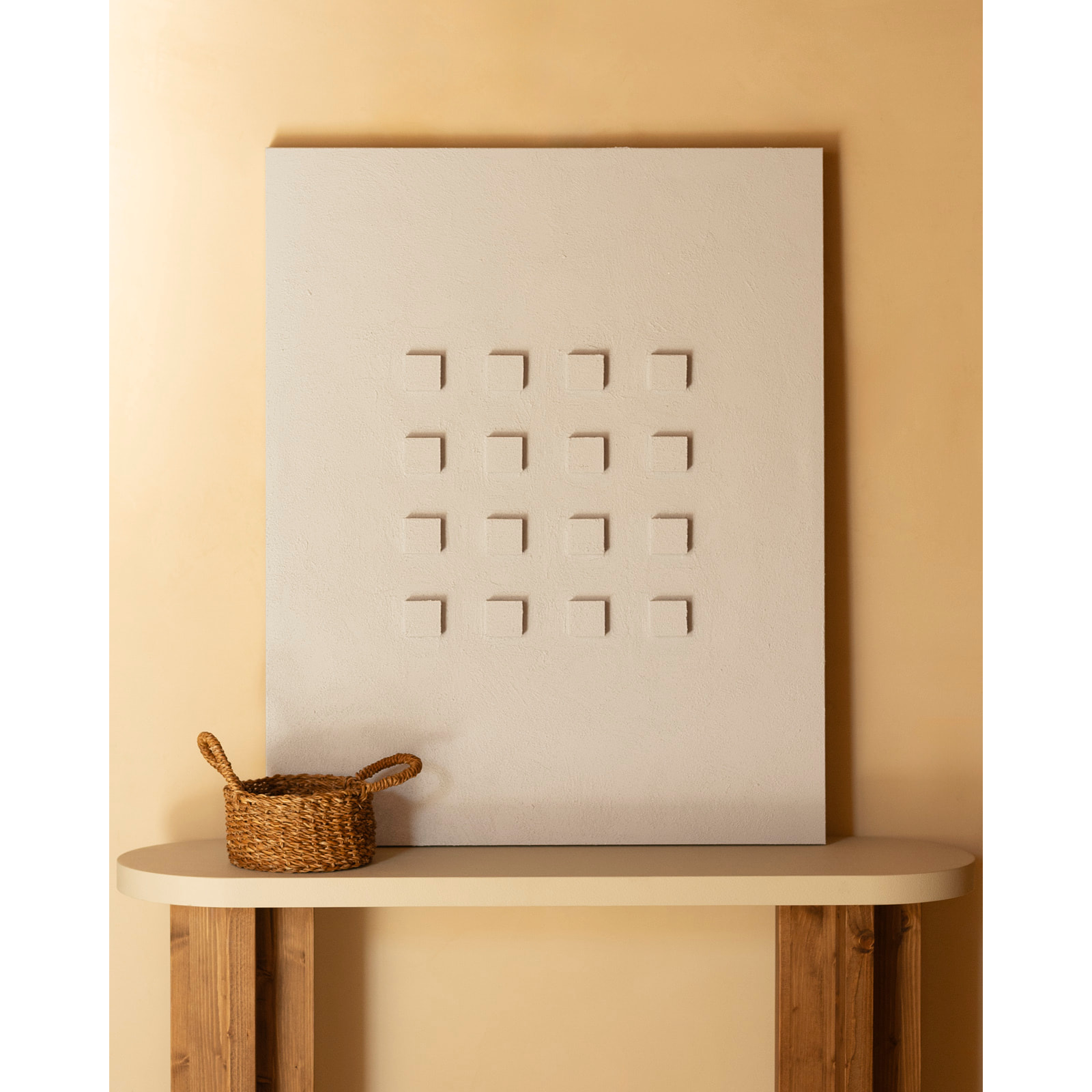 Cuadro beige decorativo sobre algodón con bastidor de madera pintado artesanalmente con pintura al óleo de varias medidas