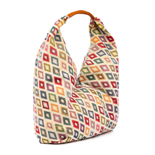 Banzi borsa Shopper in cotone, con manico in cuoio. Design esclusivo.