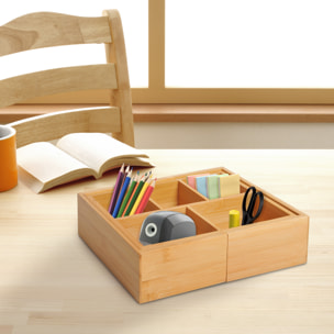 Organizador de Escritorio de Bambú Caja de Almacenamiento Extensible con 5-7 Cajones para Maquillaje Oficina Estudio 24,6-41x17,6x7 cm Natural