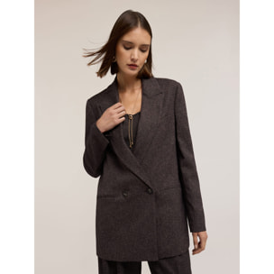 Motivi - Blazer estructurado cruzado en poliviscosa - Gris