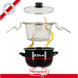 Friteuse en acier émaillé noir 26cm