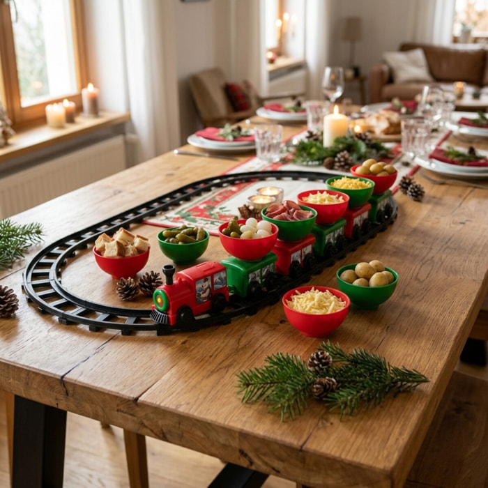 Décoration de Noël Train de table pour apéritif, fondue savoyarde Fackelmann