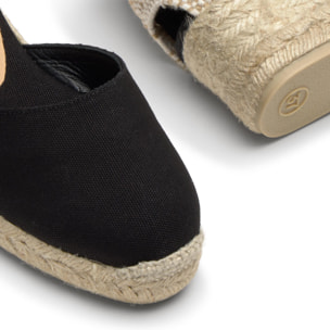 Alpargatas de cuña de mujer Carina en algodón orgánico, cierre mediante lazada