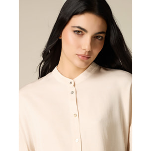 Oltre - Camicia boxy collo alla coreana - Bianco