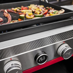 Plancha gaz WEBER black 3 brûleurs sur chariot, 76x46 cm