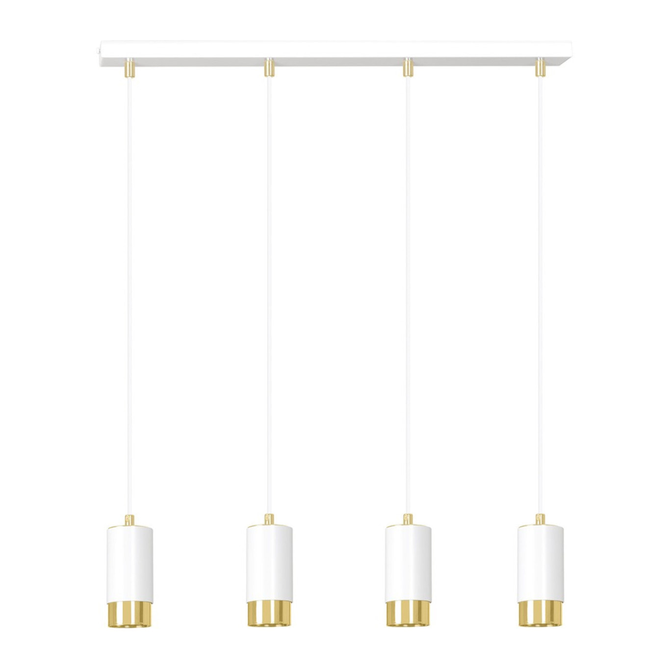 Lampada a sospensione Fumiko in acciaio bianco e oro