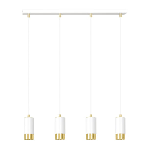 Lampada a sospensione Fumiko in acciaio bianco e oro