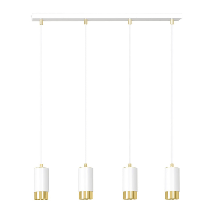 Lampada a sospensione Fumiko in acciaio bianco e oro