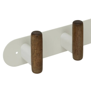 Patère murale 5 crochets Cassie beige et bois
