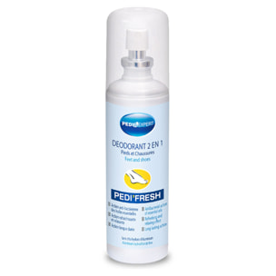 PEDIEXPERT - Pedi'Fresh - Spray 2 en 1 pour Pieds et Chaussures - Action antibactérienne et rafraîchissante - Aux huiles essentielles et Pierre d'Alun - Pour une fraîcheur toute la journée