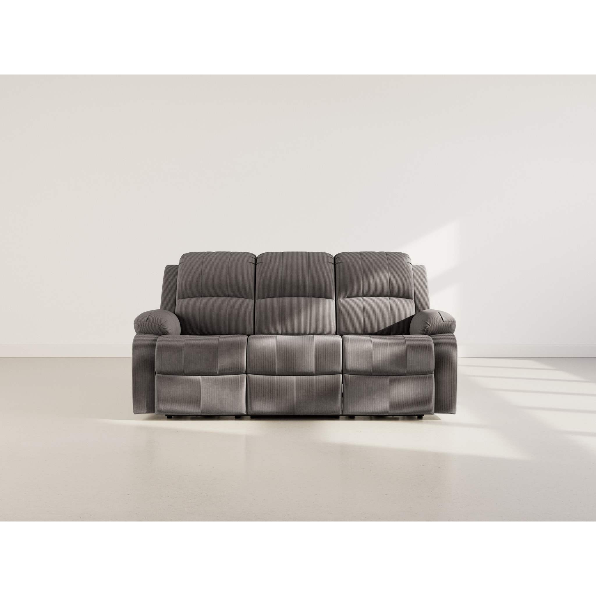 Armand - Canapé 3 places relax électrique en velours côtelé - Gris