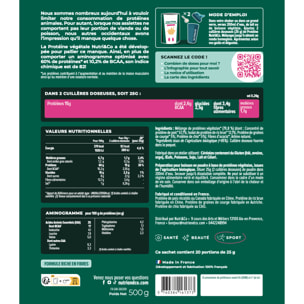 Nutri&Co Protéine Vegétale & Bio - 4 Sources : Pois, Riz, Chia et Courge - 500g goût Neutre
