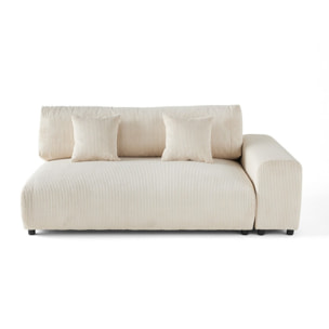 Garance - module d'assise 3 places avec accoudoir droit - en velours côtelé - Beige