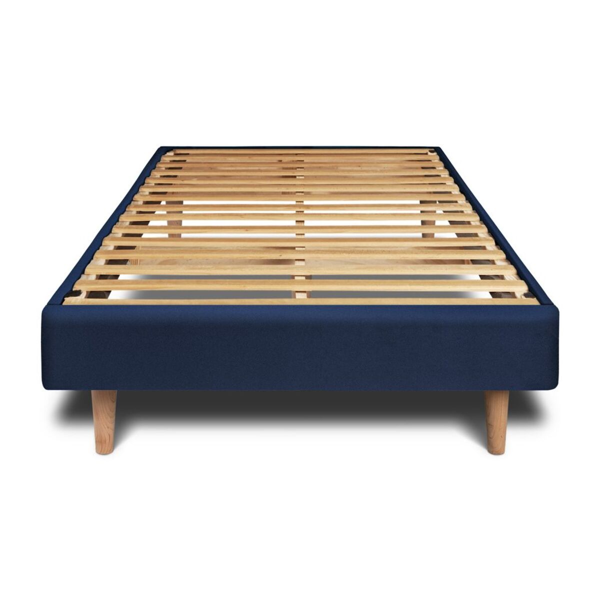 Lit avec tête de lit bandes horizontales velours et sommier kit Ep14