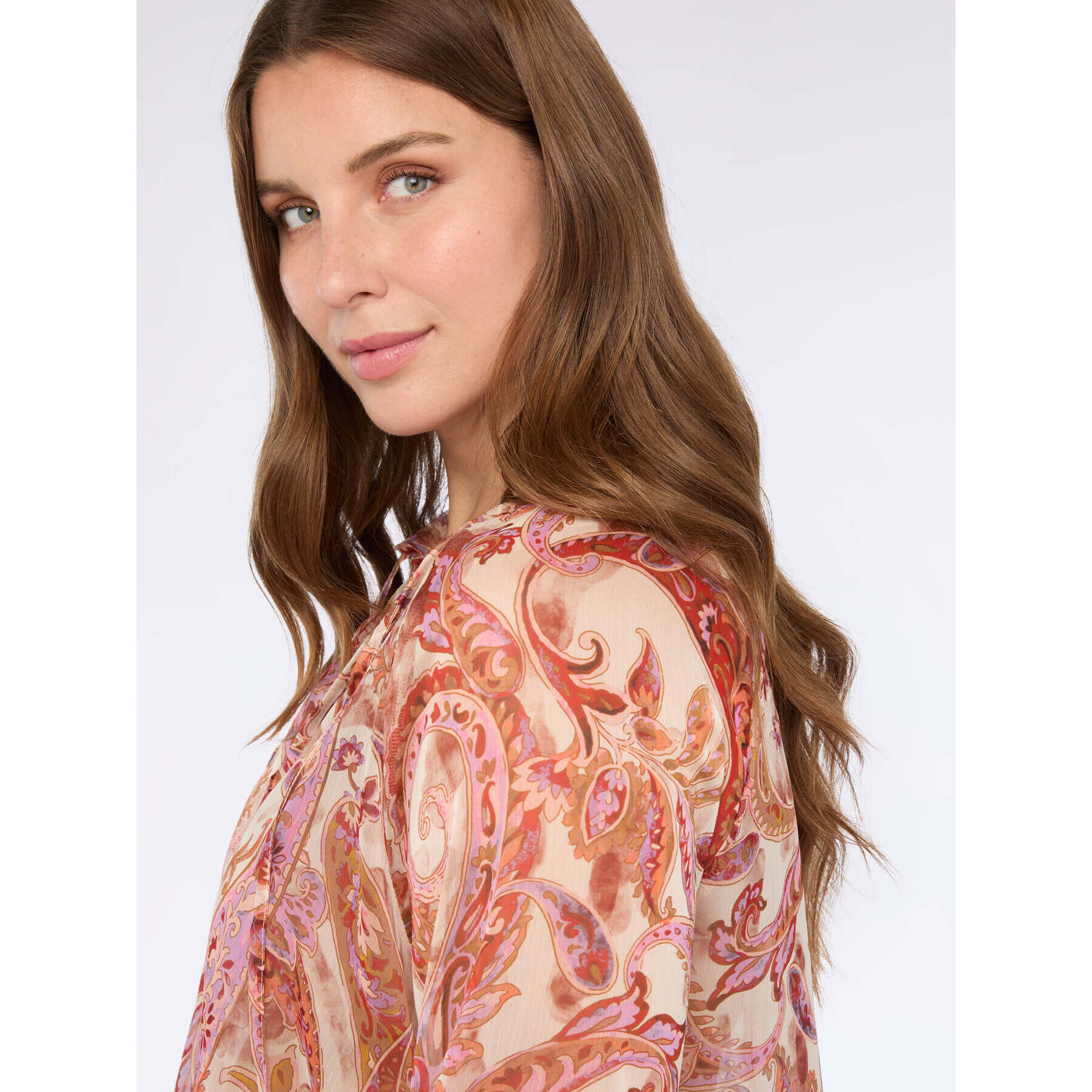 Fiorella Rubino - Blusa stampa paisley con laccetti - Rosa