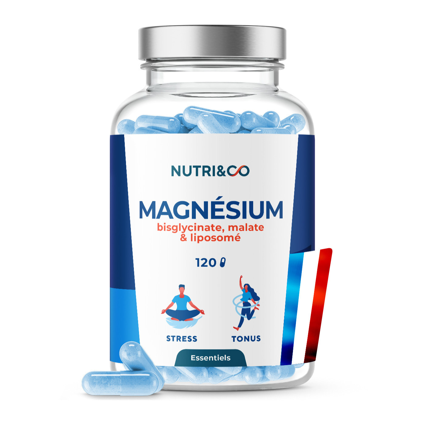 Nutri&Co Magnésium Bisglycinate + Vitamine B6 Stress & Tonus - 120 gélules Vegan