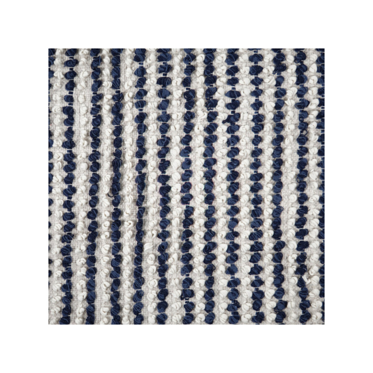 Tapis 160 x 230 cm en tissu bleu marine avec franges bicolores - MARINE