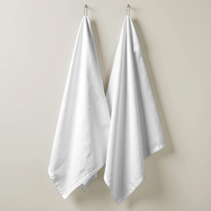 Lot de 2 torchons de cuisine 100% coton Uni Blanc 103
