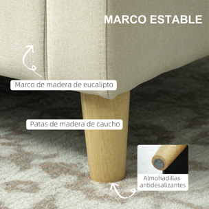 Sofá de 2 Plazas Tapizado en Lino Sintético Sofá de Salón con 2 Almohadas Espacio de Almacenamiento Oculto Bolsillo y Patas de Madera Sofá Pequeño Carga 240 kg 135x72x84 cm Beige