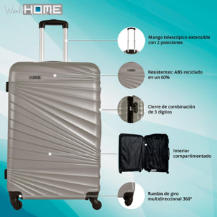 Juego de 3 maletas abs rígidas en plata nude metalizado