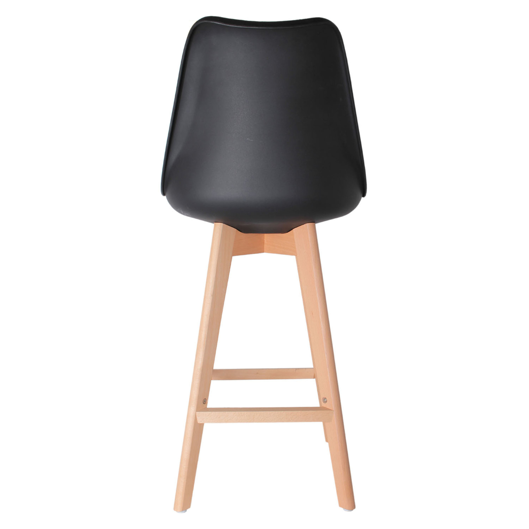 Chaise De Bar Noire Pieds Bois - Lot De 2