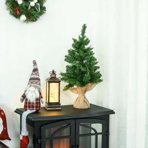 HOMCOM 60cm Mini Albero di Natale Pino artificiale con 70 Rami, Base Borsa in Lino, in PVC