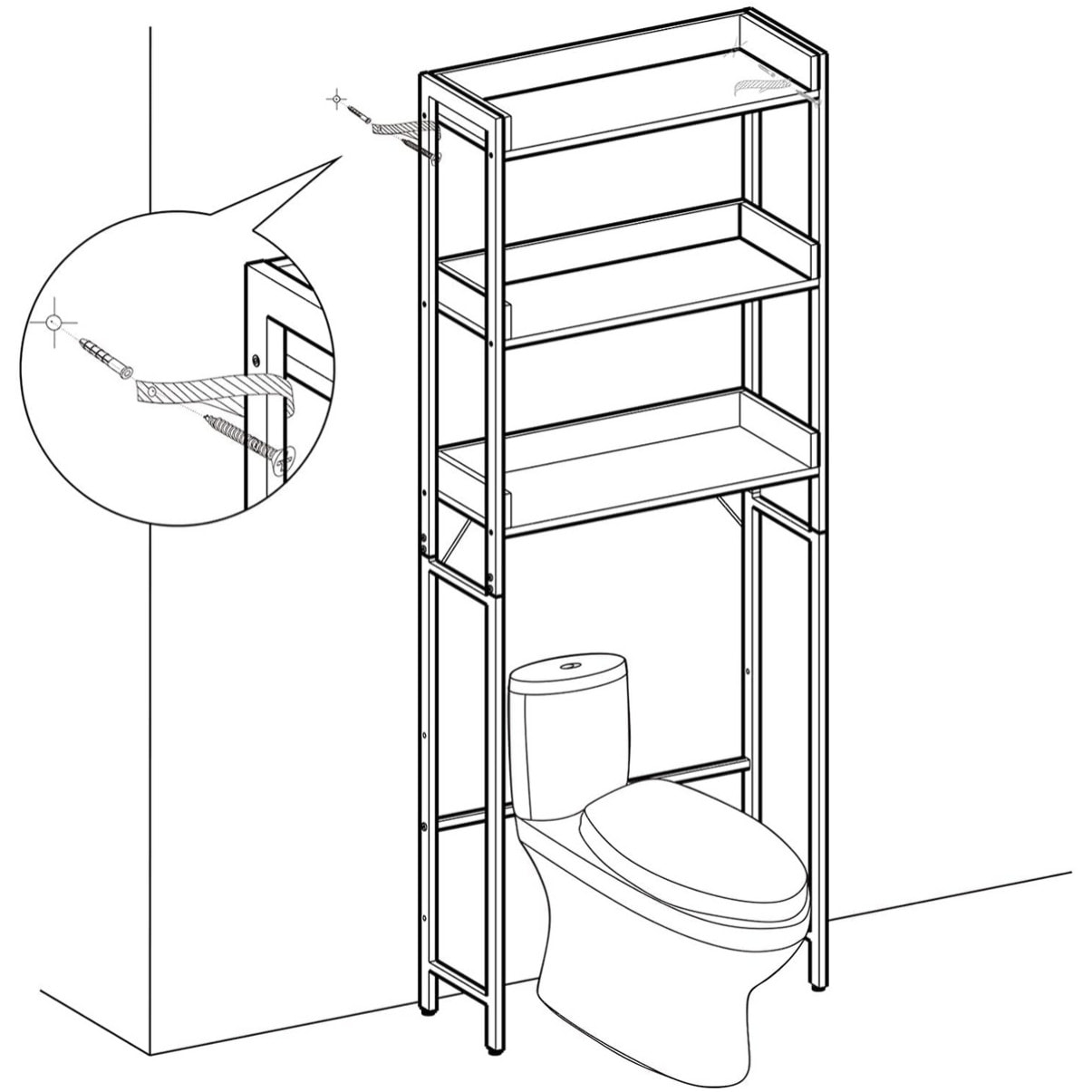 Scaffale bagno sopra WC stile industriale rustico BTS002B01V1