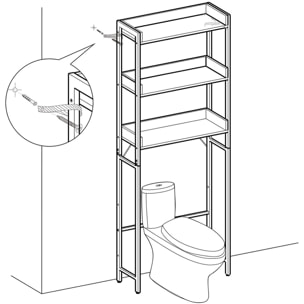 Scaffale bagno sopra WC stile industriale rustico BTS002B01V1