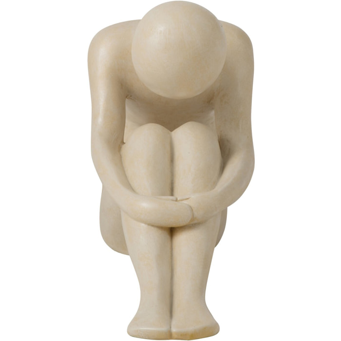J-Line Figurine homme abstraite - polyrésine - blanc cassé