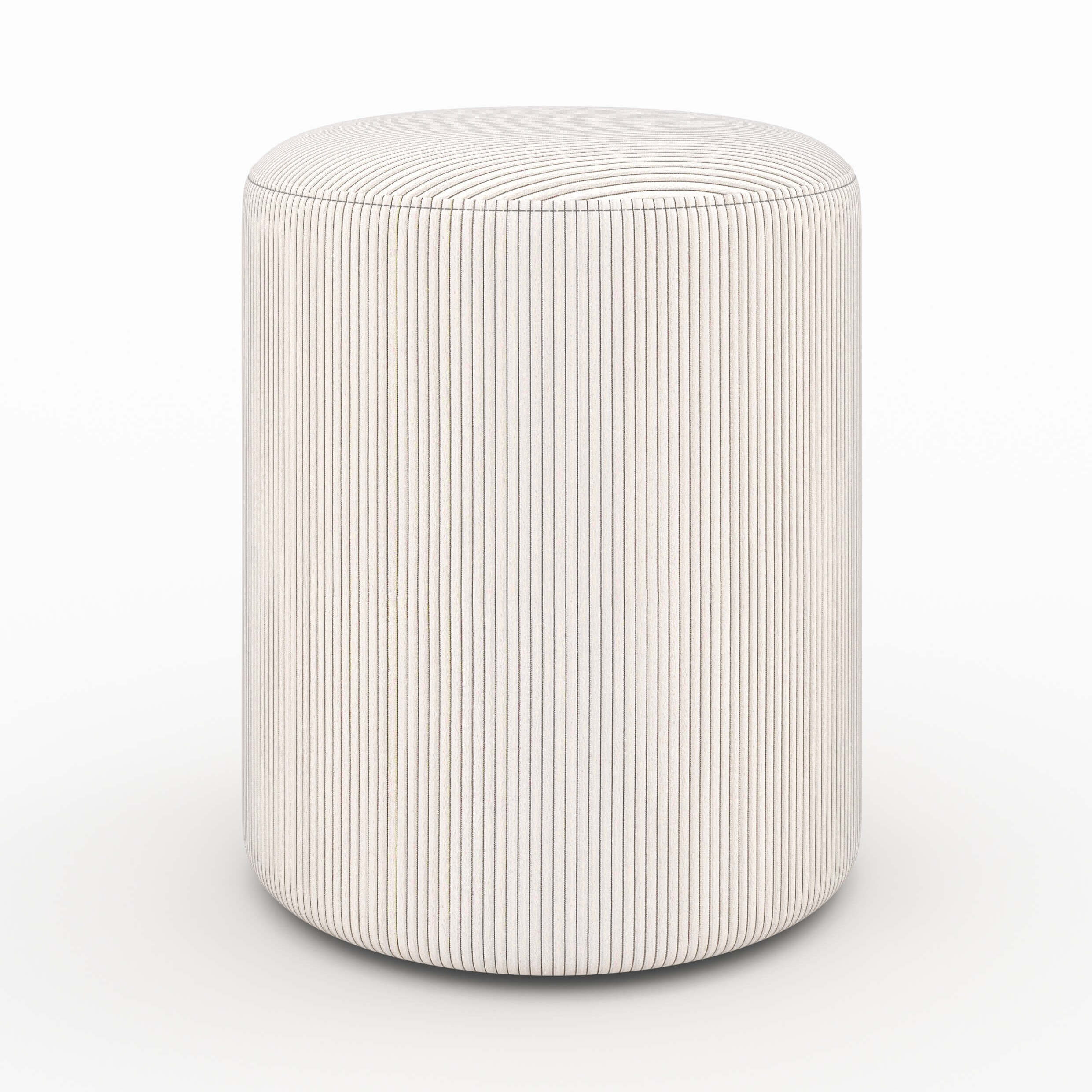 Pouf rond en velours côtelé beige - Lily
