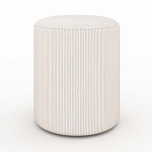 Pouf rond en velours côtelé beige - Lily