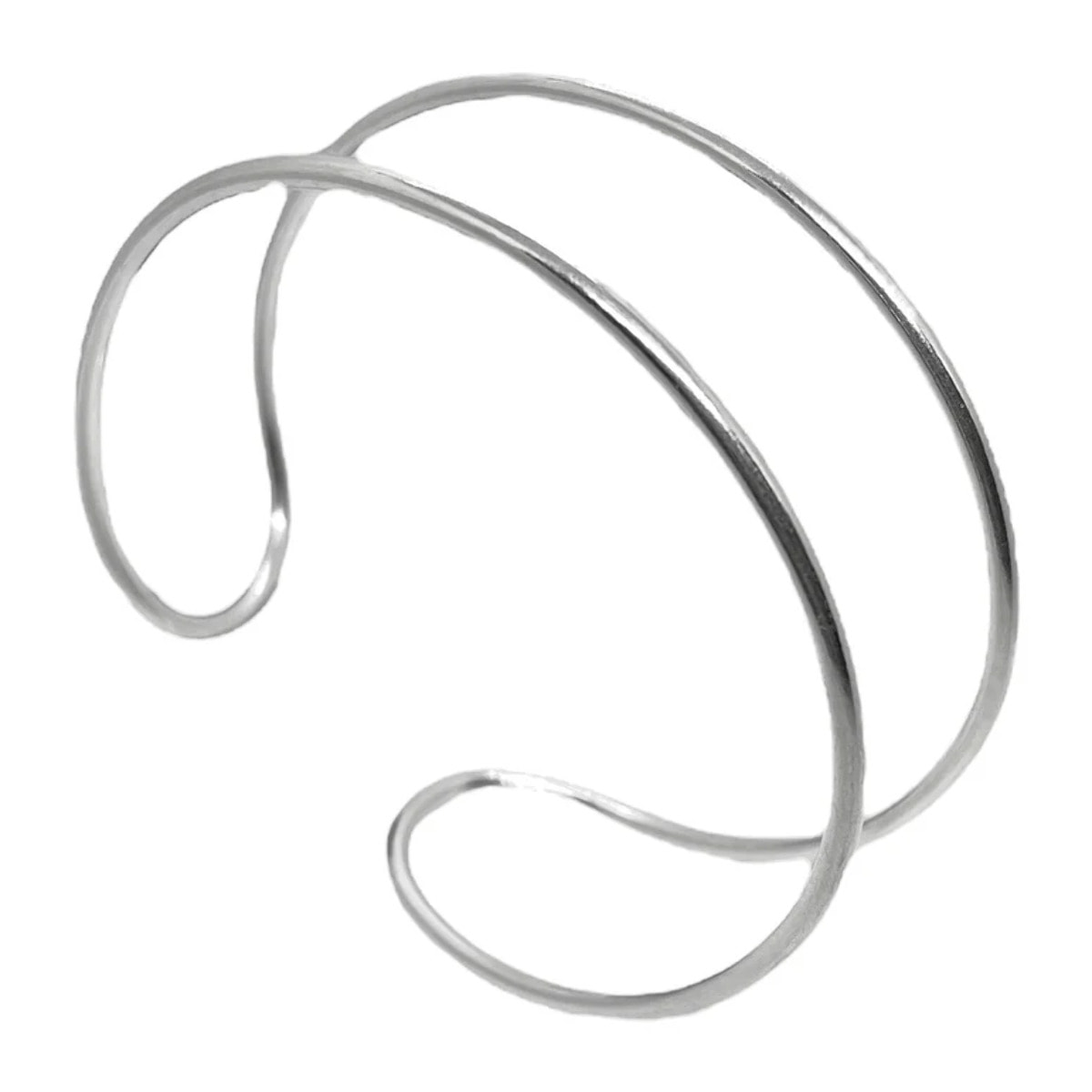 Brazalete doble aro en latón plata 10µ multiposición ajustbale