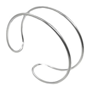 Brazalete doble aro en latón plata 10µ multiposición ajustbale