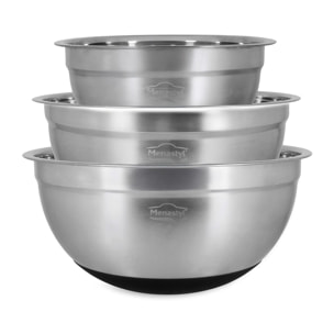Lot de 3 bols anti-dérapant en acier inoxydable