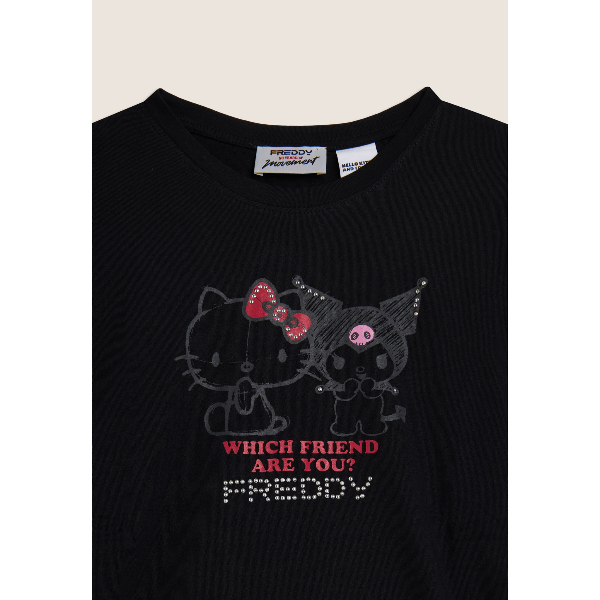 T-shirt Hello Kitty & Kuromi con stampa frontale