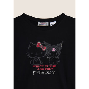 T-shirt Hello Kitty & Kuromi con stampa frontale