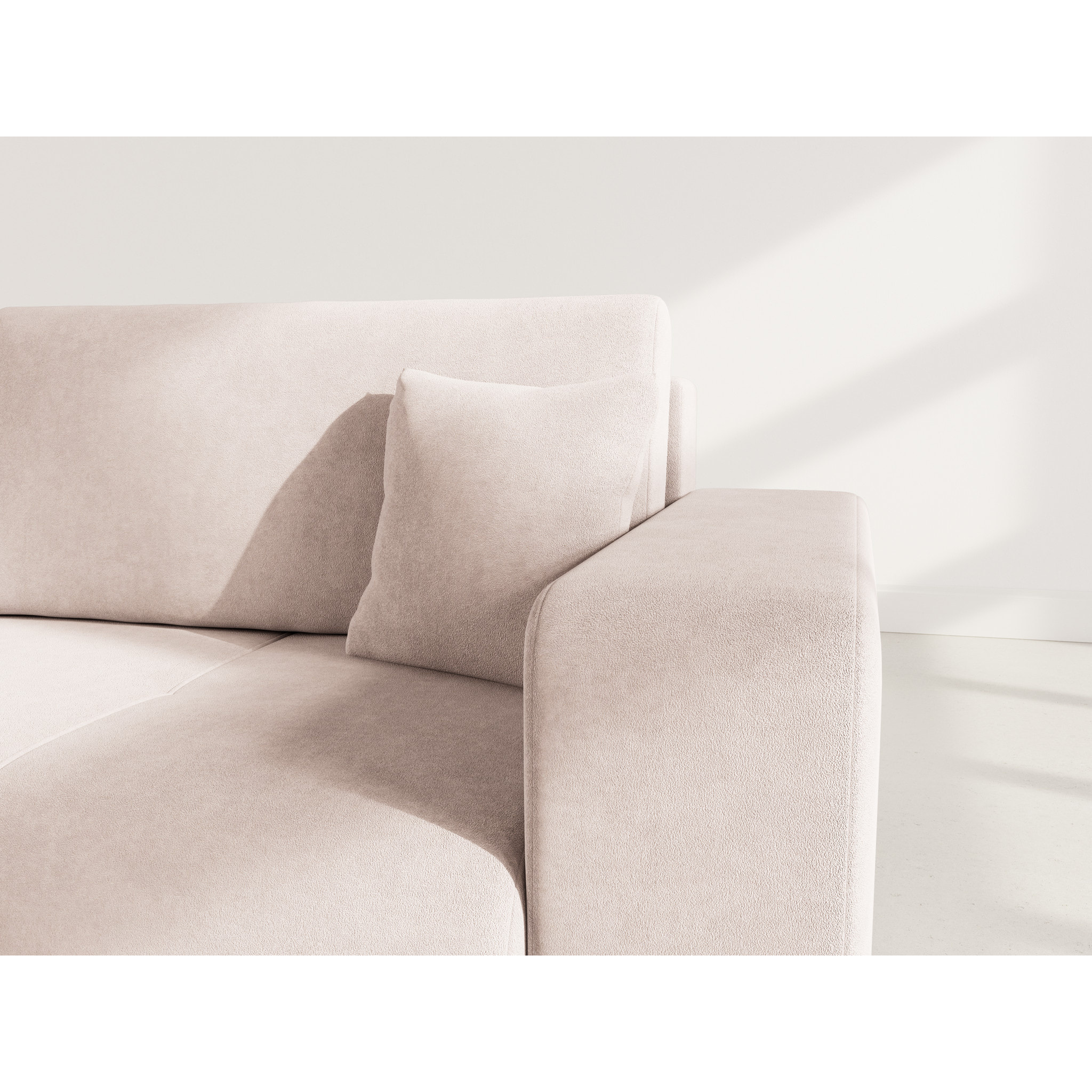 Nicole - Canapé droit 4 places convertible avec coffre en tissu - Taupe