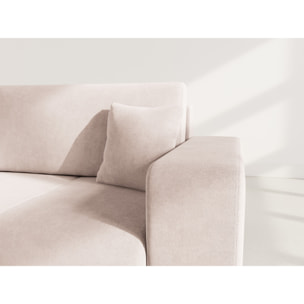 Nicole - Canapé droit 4 places convertible avec coffre en tissu - Taupe