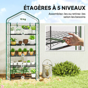 Serre de jardin balcon 5 niveaux porte acier PE transparent