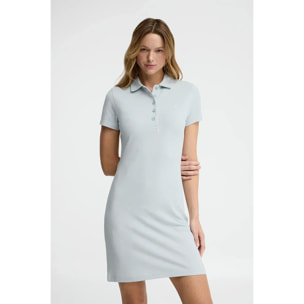Vestido corto azul claro de manga corta con cuello polo y logo Rigby Go