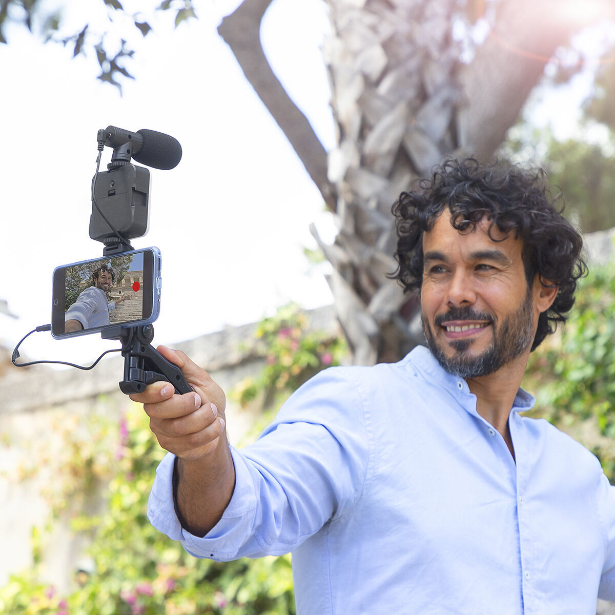 Kit Vlogging avec Lumière, Micro y Télécommande Plodni InnovaGoods 6 Pièces