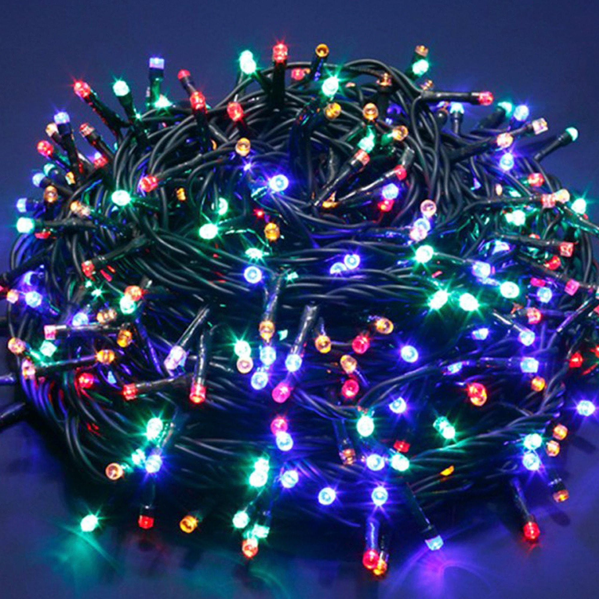 Guirnalda de luz led solar multicolor con 400 leds y panel solar policristalino