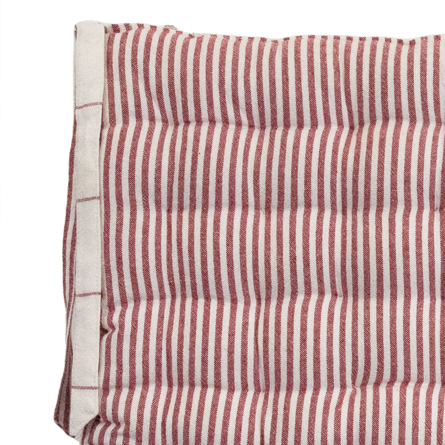 Galette de chaise carrée en coton à rayures - Rouge
